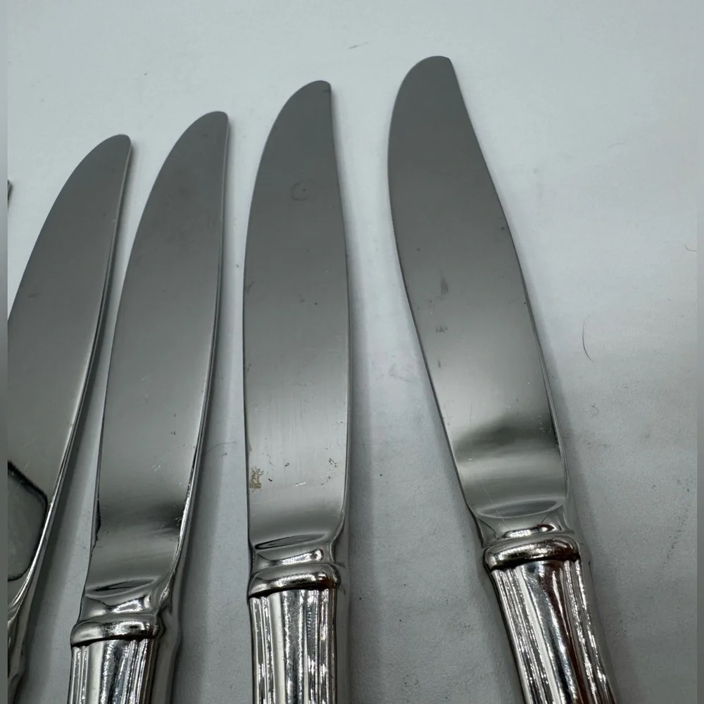 Lenox Flatware 18/8 Butlers Gourmet Plume Stainless Glossy - 5 Dinner Knives